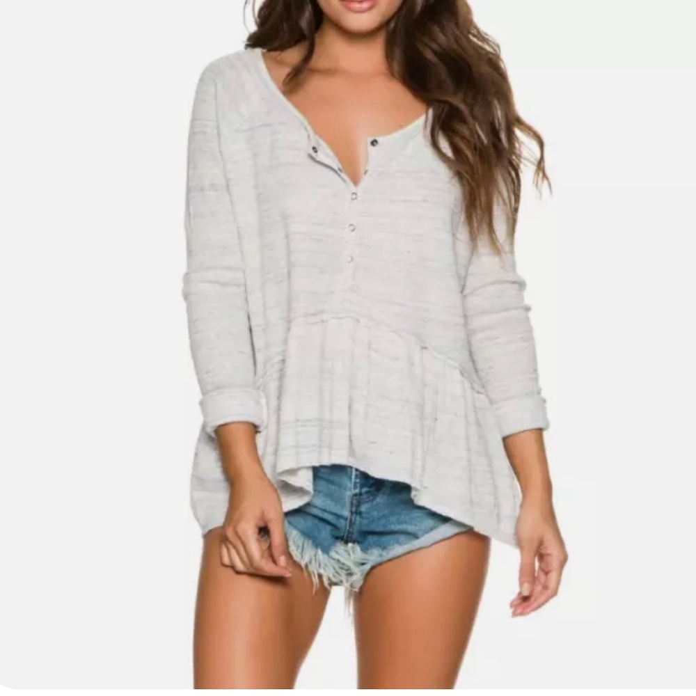 We the‎ free coastline thermal Henley peplum top